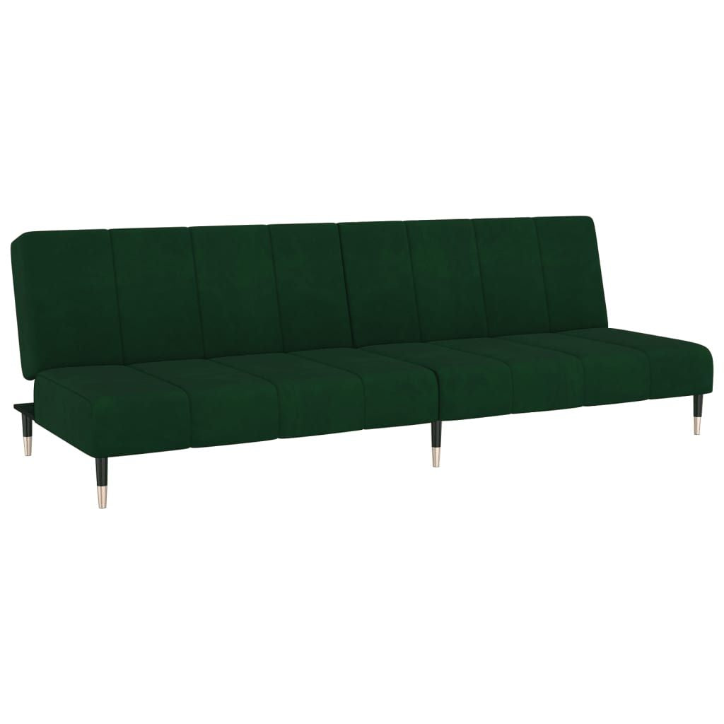 Dark Green Velvet 2-Seater Convertible Sofa Bed