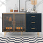 Modern navy blue buffet cabinet with marble top