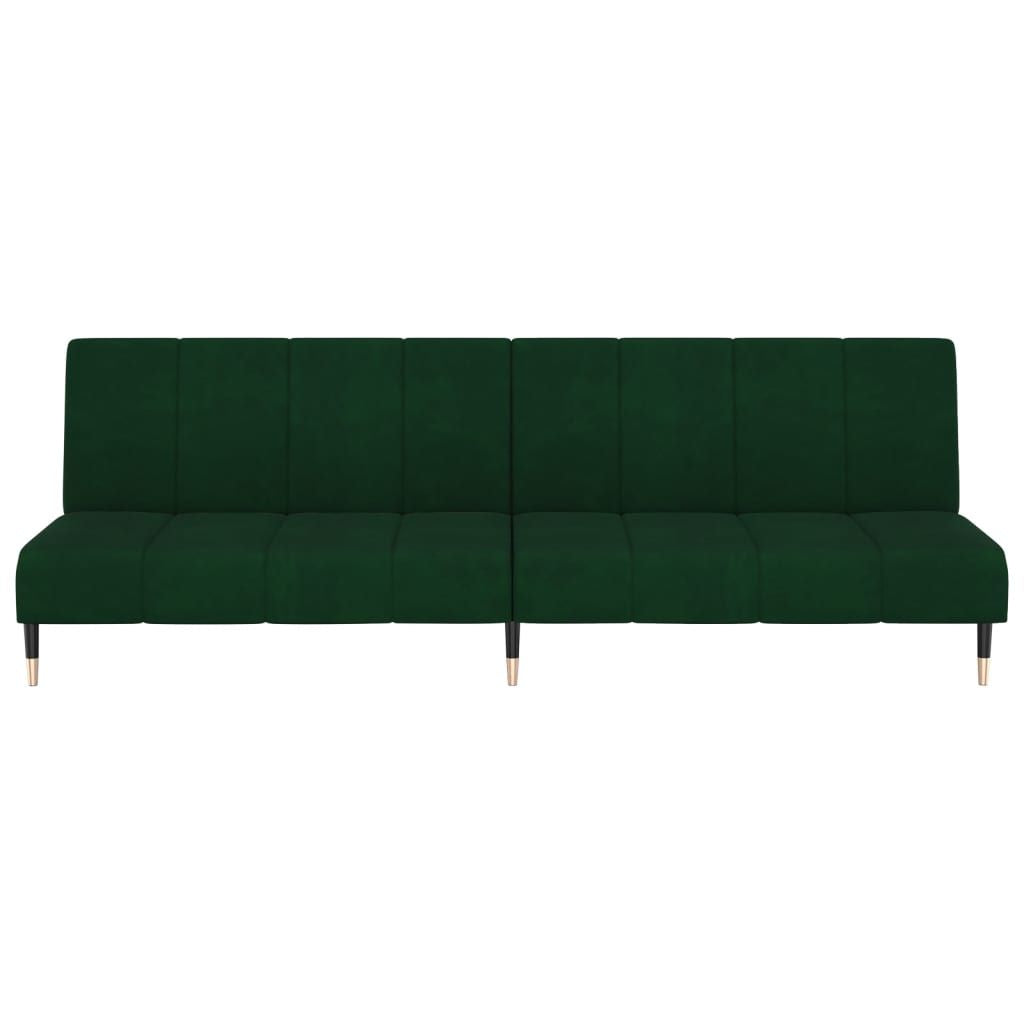 Dark Green Velvet 2-Seater Convertible Sofa Bed