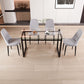 4-person rectangular glass dining table set with black metal legs