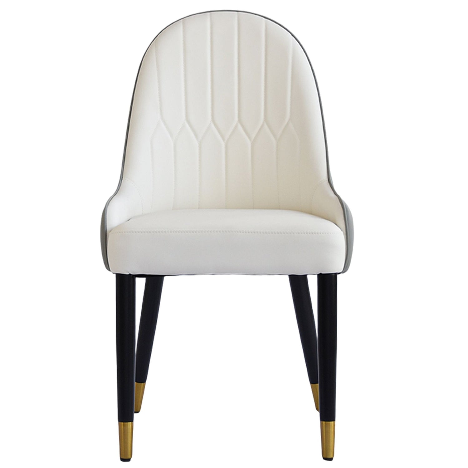 Modern white and gray PU leather dining chairs set of 2