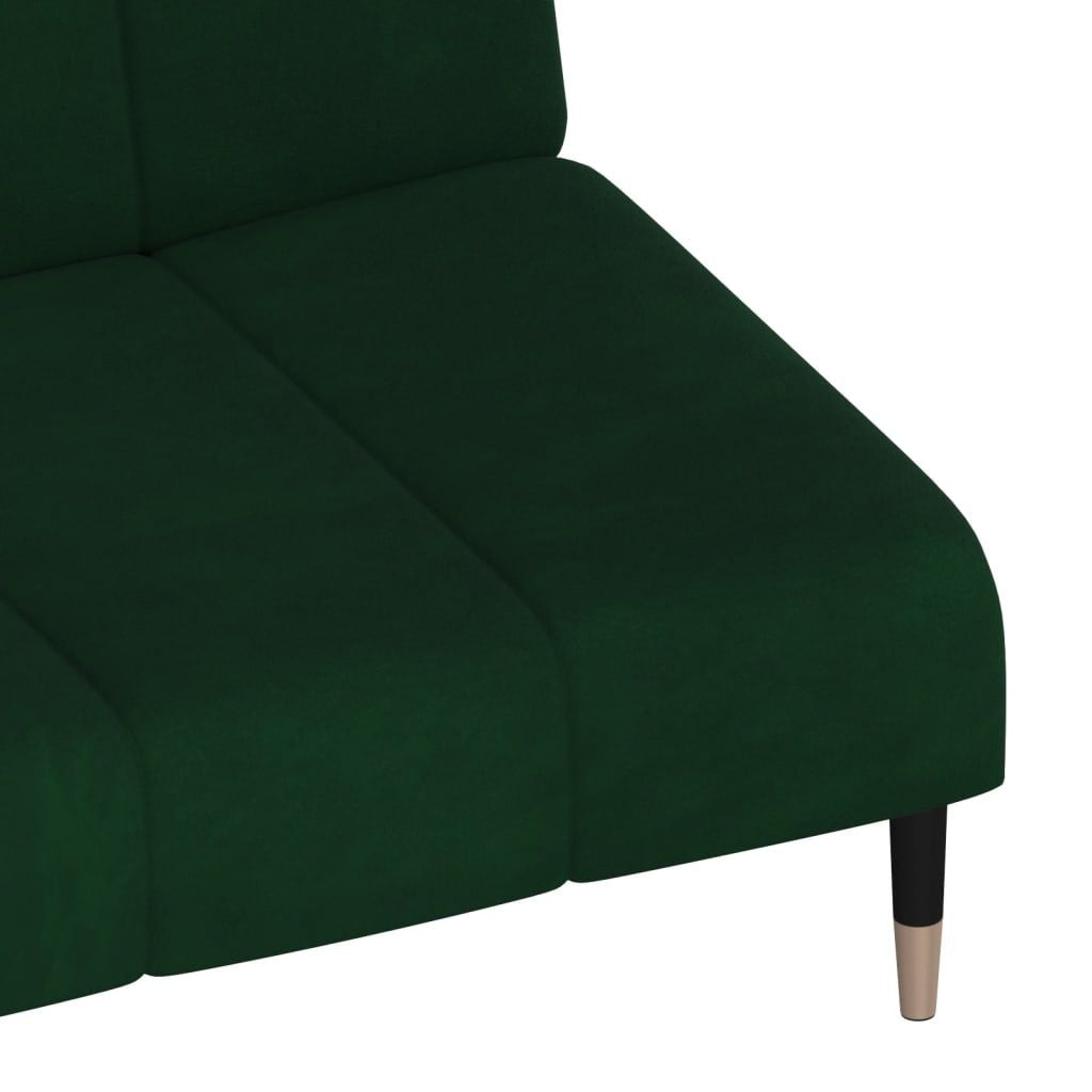 Dark Green Velvet 2-Seater Convertible Sofa Bed
