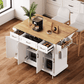 54-inch rustic farmhouse kitchen island with rubber wood drop leaf