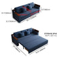 83" blue linen sleeper sofa bed with USB port and storage drawers