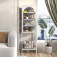 Modern white metal glass door display cabinet with 5-tier storage