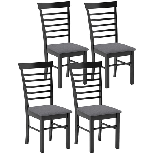 Wooden farmhouse dining chair set of 4 with upholstered gray seat