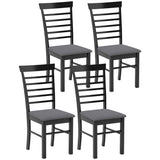 Wooden farmhouse dining chair set of 4 with upholstered gray seat