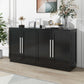 Modern 4-door buffet sideboard with silver handles