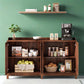 Farmhouse sideboard with arched grille doors and wood finish