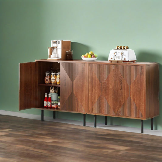 Vintage walnut 59 inch sideboard buffet cabinet