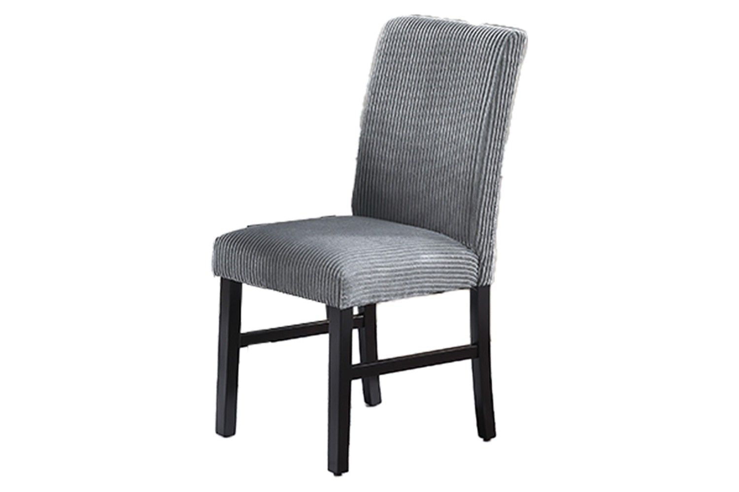 Modern dining chairs with textured fabric and solid wood frame