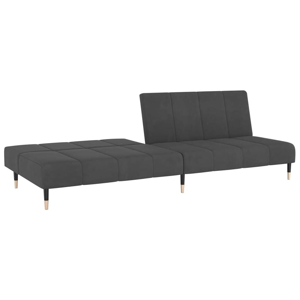 Dark Gray Velvet 2-Seater Sofa Bed with adjustable backrests