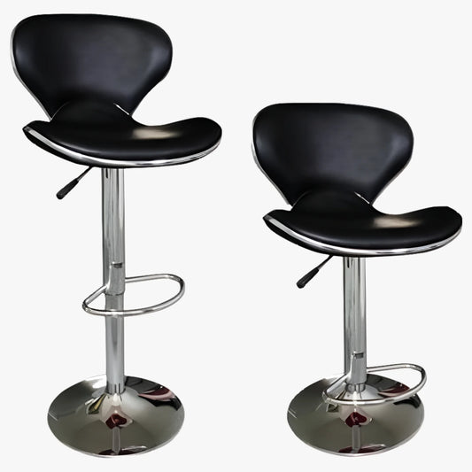 Swivel Curved Back Bar Stools, Black (Set of 2)